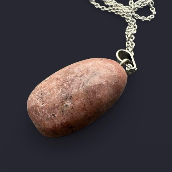 Rhodonite Stone Pendant Sterling Silver Necklace - Picture 3 of 7